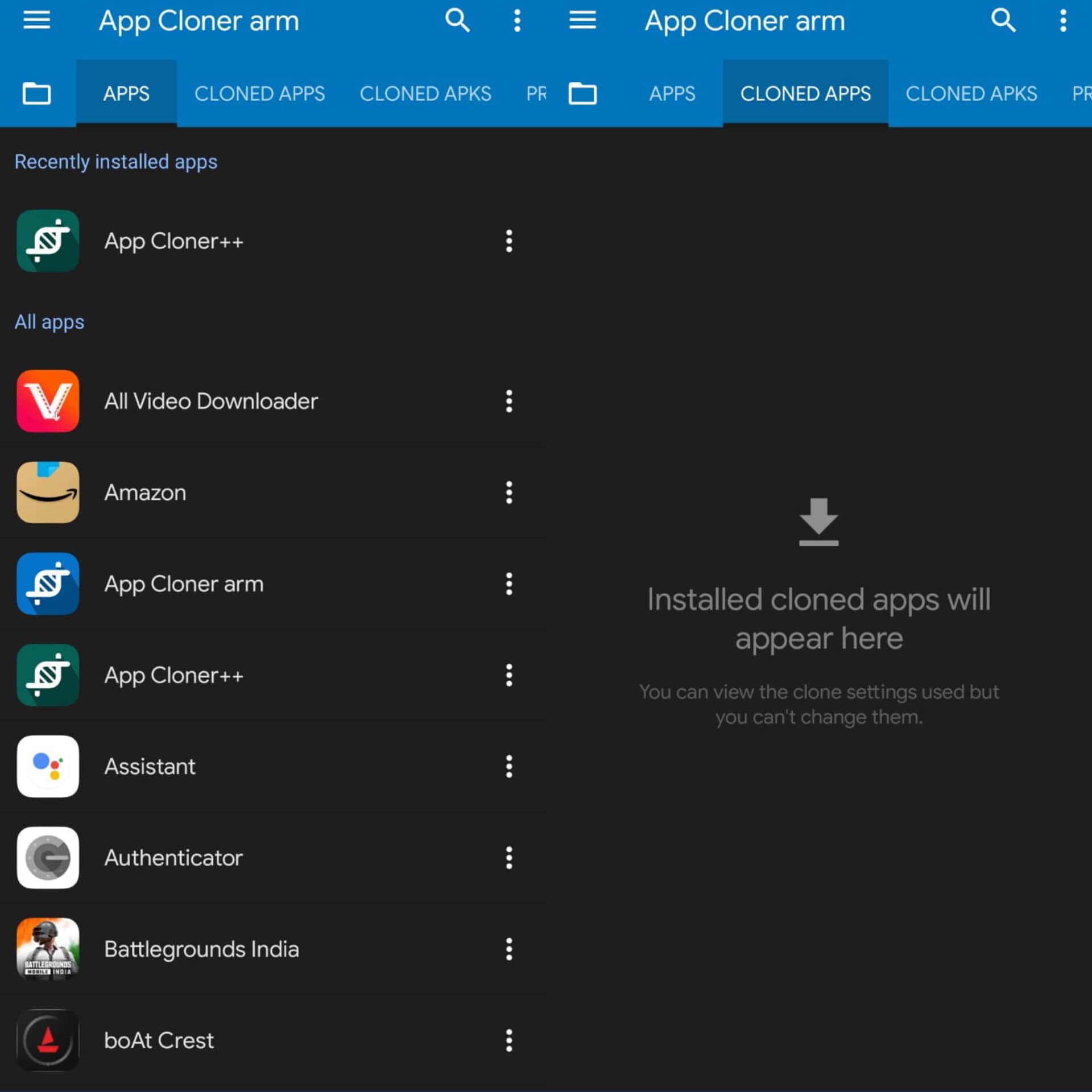 Unlocked All Features of App Cloner MOD APK